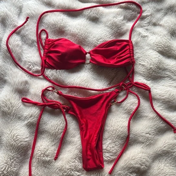 Strawberry Milk Mob Red String Bikini Set - Picture 1 of 4